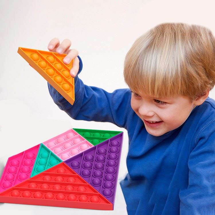 Fidget Sensory Bubble Toys 7Pcs Color Silicone Tangram Educational Supplies