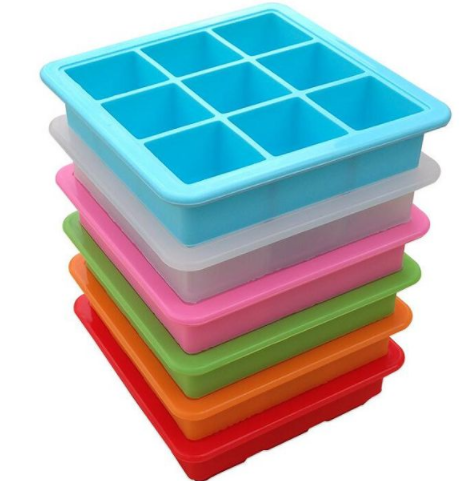 Heat Resisting BPA Free Silicone Best Block Molds Whiskey Square Ice Cube Tray With Lid